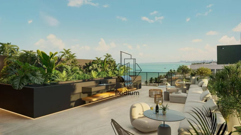 Imagem Apartamento com varanda/sacada gourmet com vista definitiva para o mar da Praia de Camboinha - AP2461
