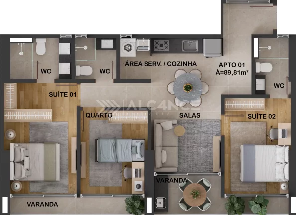Imagem Apto Alto Padrão - 3 Quartos - 2 Suítes - 89,81 m² - Aeroclube, João Pessoa/PB