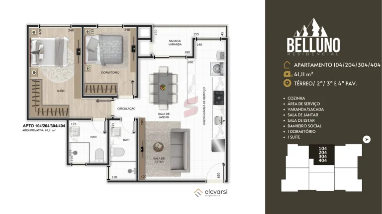Imagem APARTAMENTO com 3 dormitórios à venda por R$ 458.000,00 no bairro Centro - PINHAIS / PR