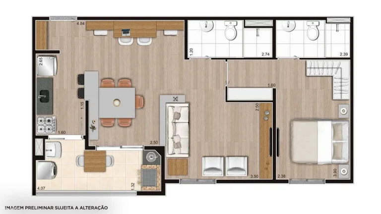 Imagem Apartamento para Venda em Mongaguá, Umuarama, 2 dormitórios, 1 suíte, 1 banheiro, 2 vagas