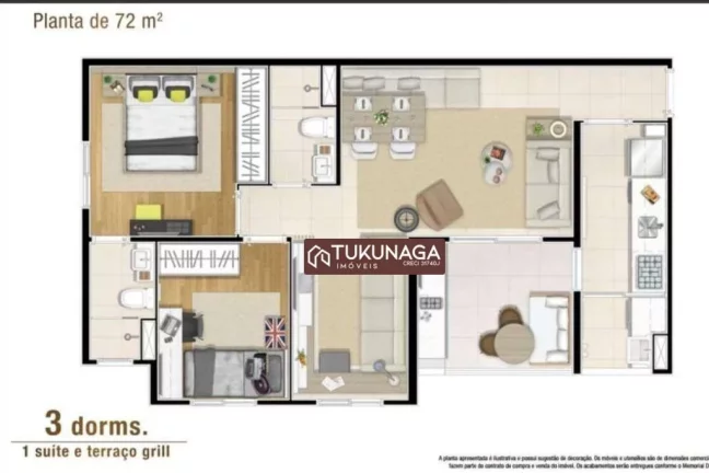 Imagem Apartamento com 3 quartos à venda, 76 m² por R$ 640.000 - Vila Augusta - Guarulhos/SP