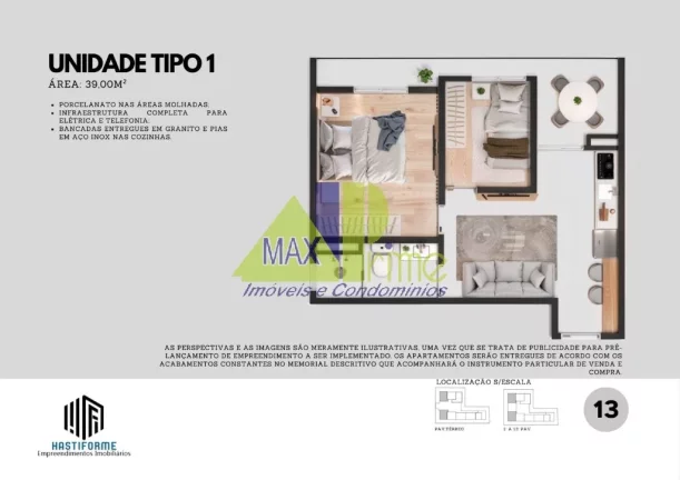 Imagem APARTAMENTO 36,80M²/02 DORMITÓRIOS/SACADA