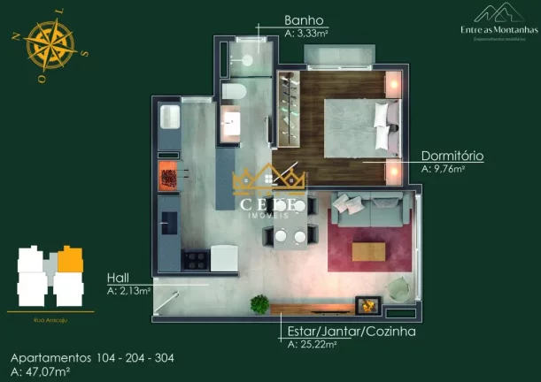 Imagem Apartamento com 1 Dormitorio(s) localizado(a) no bairro Moura em Gramado / RIO GRANDE DO SUL Ref.:1455