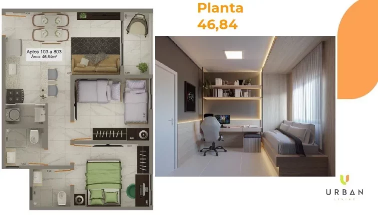 Imagem Apartamento com 2 dormitórios à venda, 46 m² por R$ 272.864,97 - Tambiá - João Pessoa/PB