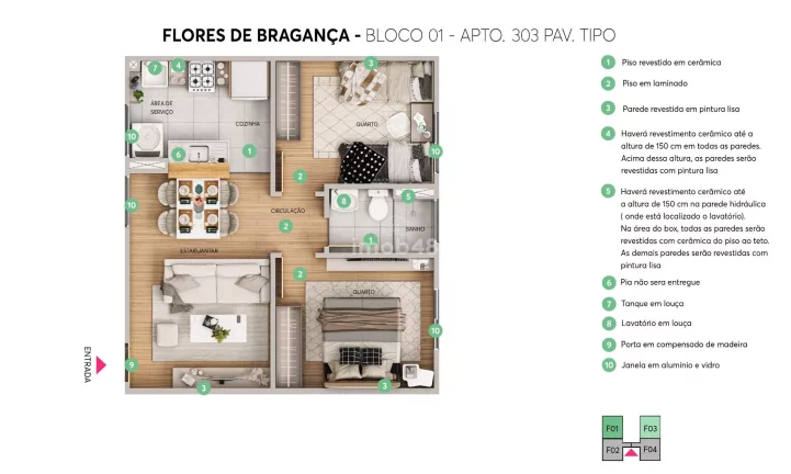 Imagem Apartamento à Venda em Forquilhas, São José – 2 Quartos, 40m²
