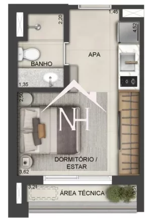 Imagem Studio no Brooklin de 22m com dormitório e terraço técnico, Espaço delivery, Coworking Salão de festas, Salão de jogos, Fitness, Lavanderia