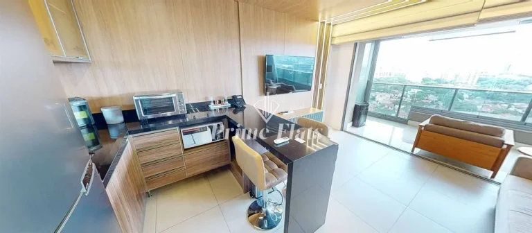 Imagem Flat disponível para locação no VHouse Faria Lima, com 46m², 1 dormitório e 1 vaga