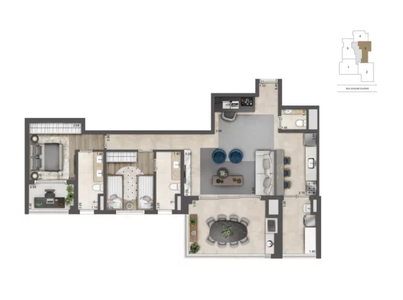 Imagem Apartamento à venda no Brooklin, São Paulo-SP: 2 quartos, 2 suítes, 2 banheiros, 2 vagas, 110m². Condomínio Atmosfera 360!