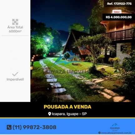 Pousada à Venda em Iguape com Chalés e Vista para o Mar Pequeno