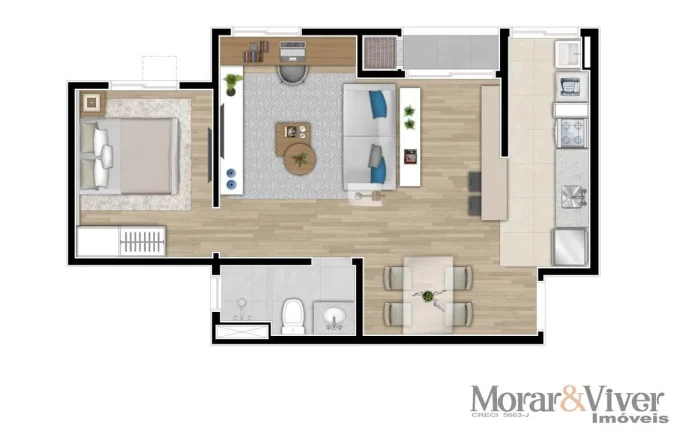 Imagem Apartamento para Venda em Curitiba, Campo Comprido, 2 dormitórios, 1 banheiro, 1 vaga