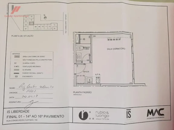 Imagem studio 24m² por 274 mil na Sta. Efigênia