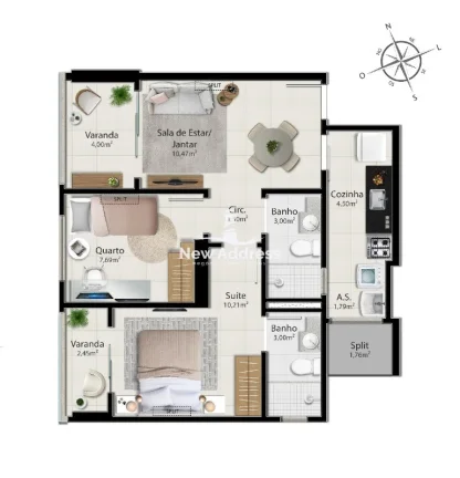 Imagem Apartamento 2 Quartos à venda no Ed. Praia Boulevard no Jockey de Itaparica - Vila Velha/ES
