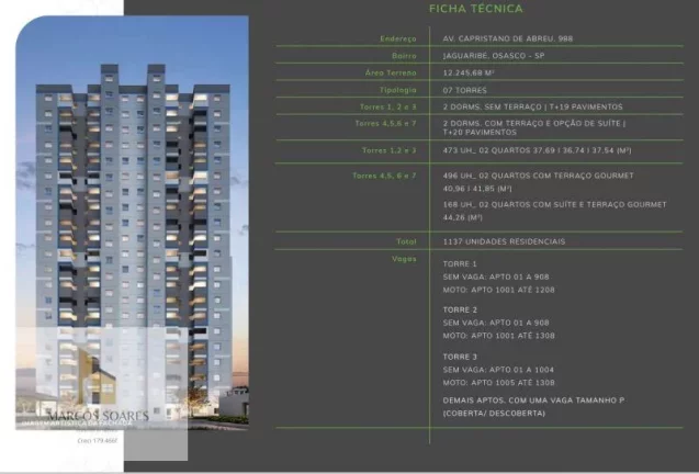 Imagem Apartamento com 1 quarto, 36m2, à venda, na planta, em Osasco, Jaguaribe