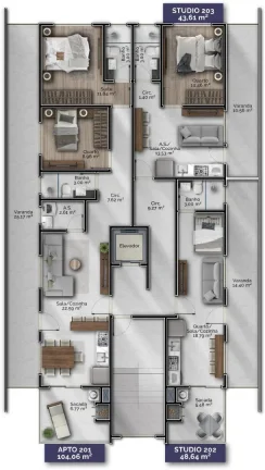 Imagem Apartamento de 1 suíte 1 quarto na planta com excelente padrão de acabamento no bairro Gravatá, em Navegantes - Adriano Carpes Imóveis vende