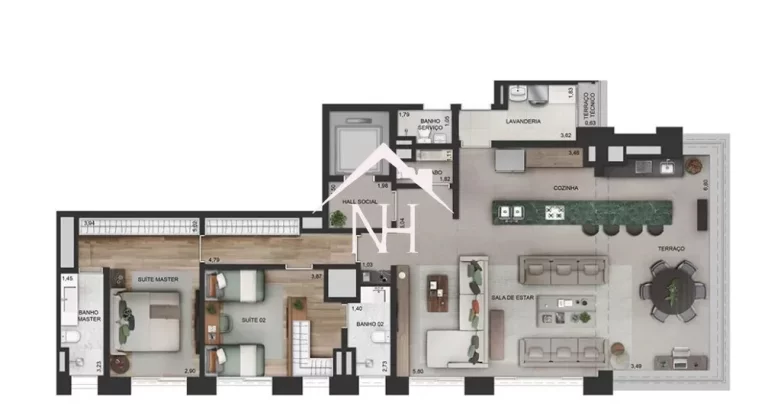 Imagem Apartamento de 170m c/ 3 suítes,hall privativo,2 vagas,terraço gourmet,espaço gourmet,pilates,fitness,playground,sauna,salão de jogos,piscina,delivery