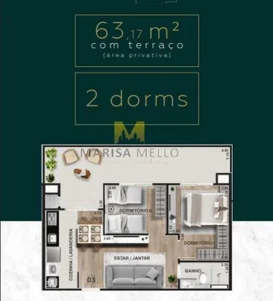 Imagem Espetaculatr Apartamento à venda, no Merizzo Residencial, com 2 a 3 quartos , 48m2a 122m2 no Capão Raso, em Curitiba.