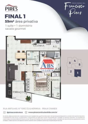 Imagem Apartamento com 2 dormitórios à venda, 60 m² por R$ 345.000,00 - Vila Guilhermina - Praia Grande/SP