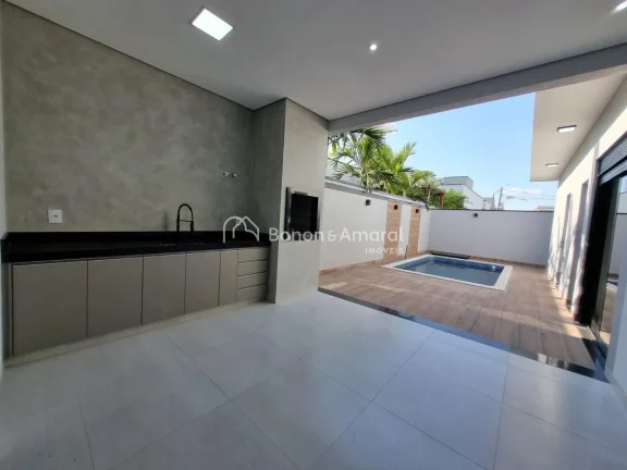 Imagem Casa à venda em condomínio, Paulinia, em construção, 3 suites, master, lavabo, living pé direito alto, área gourmet integrada, quintal, WC de serviço, fino acabamento, armários, despensa,aquecimento solar, preparação para AC., piscina,lazer no condomínio.