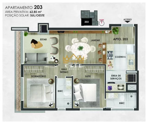 Imagem Apartamento com 2 Dormitorio(s) localizado(a) no bairro Planalto em Gramado / RIO GRANDE DO SUL Ref.:1436