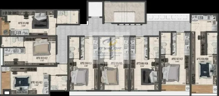 Imagem Vendo Flats de 22 m² a 30 m², unidades com opções de varanda gourmet e 1 vaga