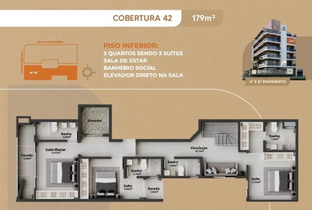 Imagem Cobertura para Venda em Matinhos, Balneario Gaivotas, 3 dormitórios, 3 suítes, 4 banheiros, 2 vagas