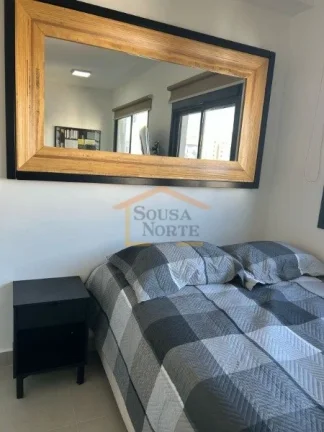 Imagem Apartamento de 25 m², mobiliado, com 1 dormitório, 1 banheiro e armários na cozinha, quarto e ban...