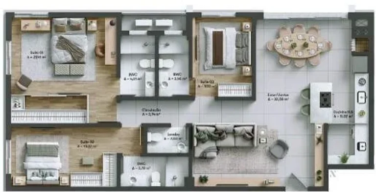 Imagem Apartamento 3 Dormitórios para venda em Biguaçu - SC