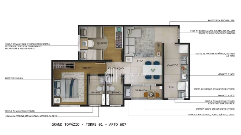 Imagem Apartamento em condomínio fechado, 2 dormitórios à venda por R$ 276.990,00 - Condomínio GRAND TOPÁZIO - São Cristóvão - Teresina/PI
