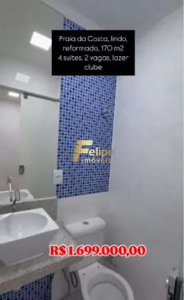 Imagem BELÍSSIMO APARTAMENTO COM 04 SUÍTES E LAZER DE CLUBE À VENDA NA PRAIA DA COSTA EM VILA VELHA/ES!