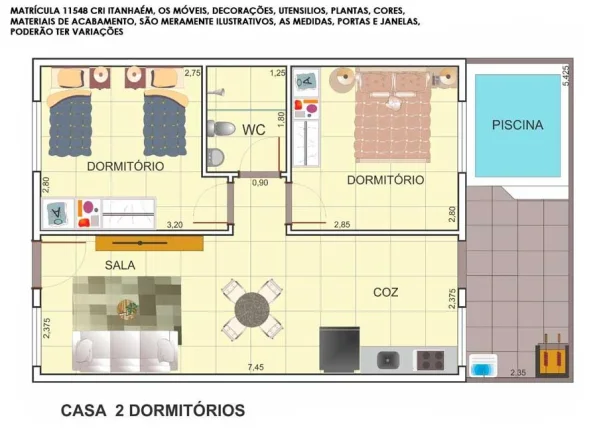 Imagem Casa para Venda em Itanhaém, Cibratel II, 2 dormitórios, 1 banheiro, 1 vaga