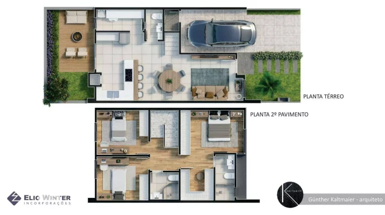 Imagem Sobrado com 3 quartos, sendo 1 suíte com Closet, 112 m² á venda por R$ 769.000 - Atuba - Curitiba/PR