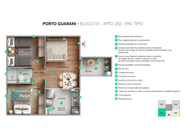 Imagem Lançamento Porto Guarani - Apartamentos 2 dorm. com opções de sacada - Bairro Jardim Vila Nova