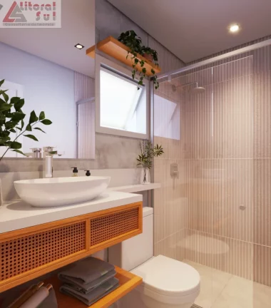 Imagem Apartamento à venda em Praia Grande-SP, Guilhermina: 2 quartos, 1 suíte, 1 sala, 2 banheiros, 1 vaga, 76m².