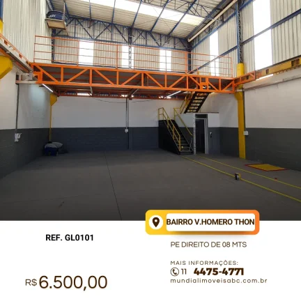 Imagem Galpão para Alugar com 240m², 2 vagas na Vila Homero Thon - Santo André