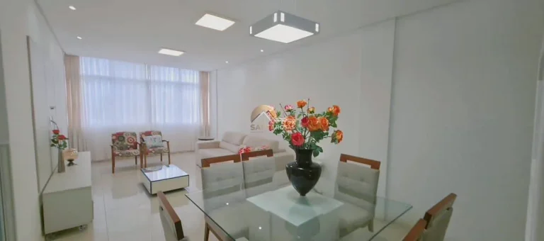 Imagem Graça: 130m², 3 quartos com 1 suíte, andar alto, nascente, vista livre e varanda integrada à sala.
