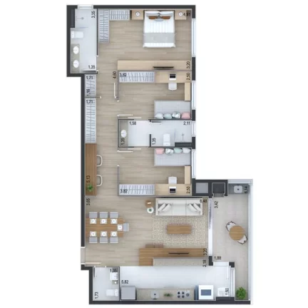 Imagem Apartamento para Venda em Curitiba, Ahú, 2 dormitórios, 1 suíte, 2 banheiros, 1 vaga