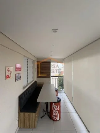 Imagem Apartamento com 60m², dispõe de 2 dormitórios, sala para dois ambientes, varanda gourmet com chur...