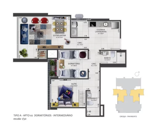 Imagem Apartamento à venda, com 2 quartos, 66,47m²