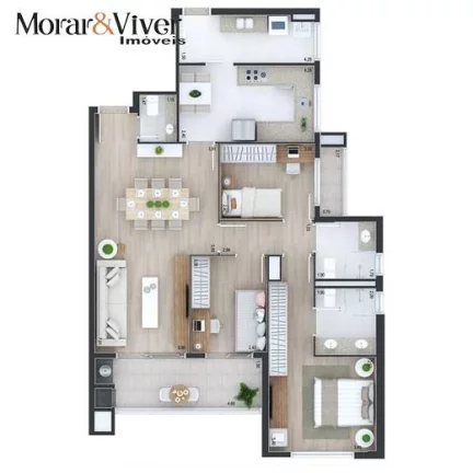 Imagem Apartamento para Venda em Curitiba, Juvevê, 3 dormitórios, 1 suíte, 2 banheiros, 2 vagas