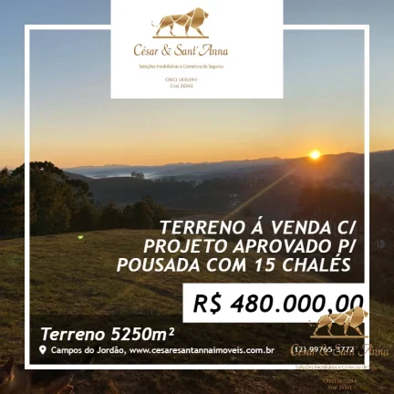 Imagem Área á venda com 5.250m² com projeto de Pousada aprovado para 15 Chalés