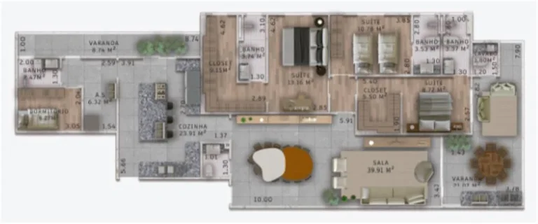 Imagem APARTAMENTO COM 191.87 m² - FORTE - PRAIA GRANDE SP