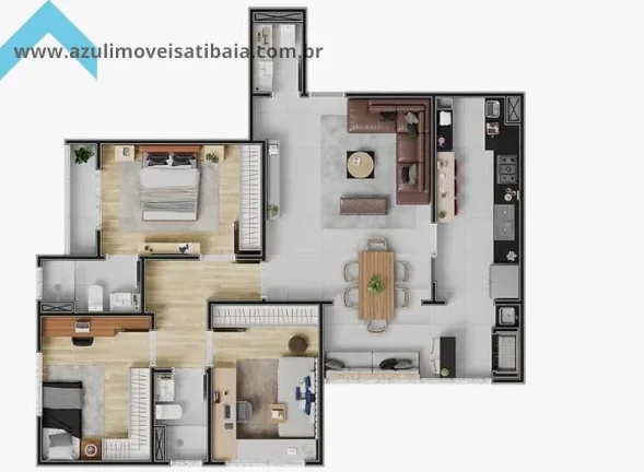 Imagem Apartamento para Venda em Atibaia, Vila Giglio, 3 dormitórios, 1 suíte, 4 banheiros, 2 vagas