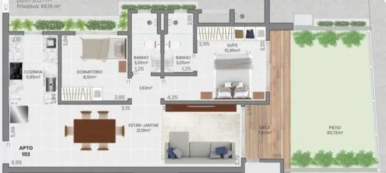 Imagem Apartamento á venda com 2 dormitórios na Praia da Cal em Torres/RS