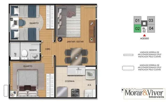 Imagem Apartamento para Venda em São José dos Pinhais, Itália, 2 dormitórios, 1 banheiro, 1 vaga