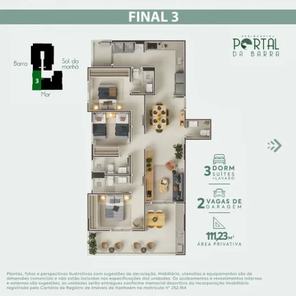 Imagem Apartamento para Venda em Itanhaém, Centro, 3 dormitórios, 2 suítes, 1 banheiro, 2 vagas