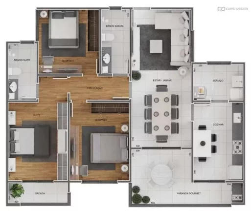 Imagem Conforto e modernidade: Apartamentos em construção com 3 dormitórios, sendo um suíte e varanda gourmet em Barbacena