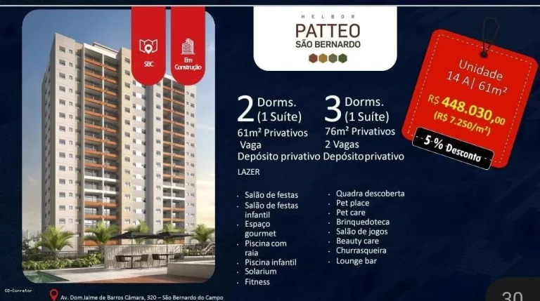 Imagem Apartamento para Venda em São Bernardo do Campo / SP no bairro Planalto