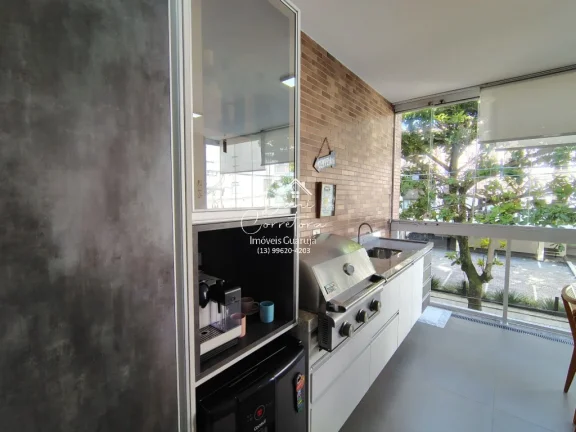 Imagem Apartamento frente mar com lazer, Tombo com 3 Quartos, 3 Suítes, 2 Salas, 4 Banheiros, 3 Vagas de Garagem, 112m²!