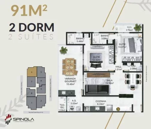 Imagem Apartamento com 2 dormitórios à venda, 97 m² por R$ 523.000,00 - Vila Caiçara - Praia Grande/SP