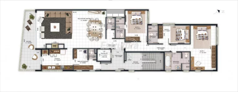 Imagem Apartamento alto padrão, 1 apartamento por andar, com 3 suítes,